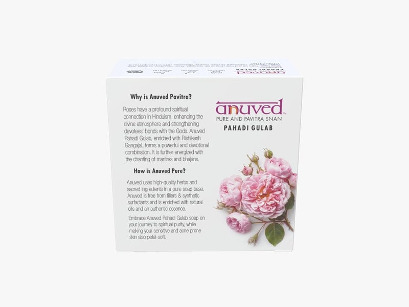 Anuved Pahadi Gulab Rose Soap  Pack of 6  125gm Each  Pure Rose Water Gulabjal  Rishikesh Gangajal  For Cooling Toning  Hydrating your Skin  Paraben  Crueltyfree  Fragrance soap for All - Image 3