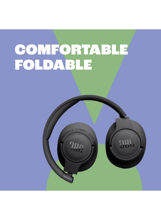 JBL Tune 720Bt Wireless Over Ear Headphones Pure Bass Sound 76H Battery Hands-Free Call Plus Voice Aware Multi Point Connection Lightweight And Foldable Detachable Audio Cable Black - Image 2