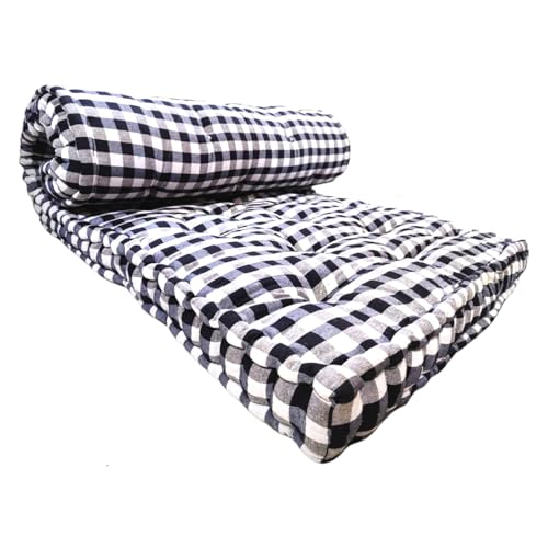 Deevine Craft 5-Inch Thick Cotton Quilt Box Mattress & Pillow Set (72x72x6 Inches) – Medium Firm Double Bed Mattress, Breathable & Supportive, Black & White Design (Double/Full Size) - Image 4