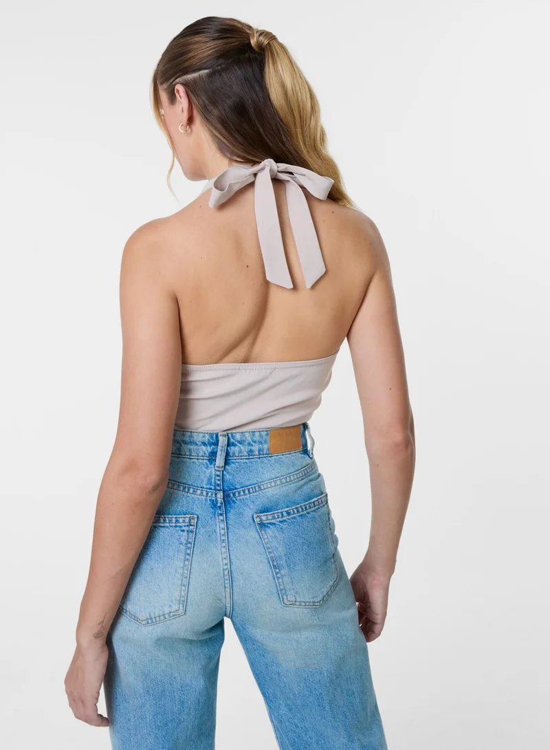 Pink Vanilla Halter Neck Top With Bows