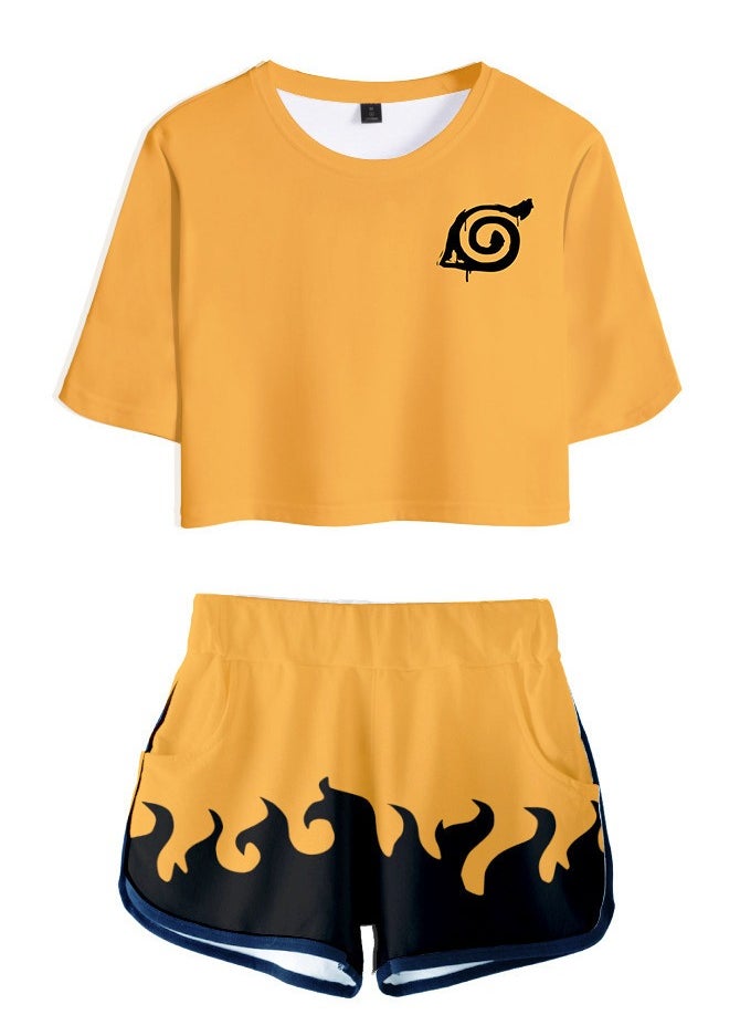 KUYING New Naruto Crop Top Short T Shorts Set  - Image 1