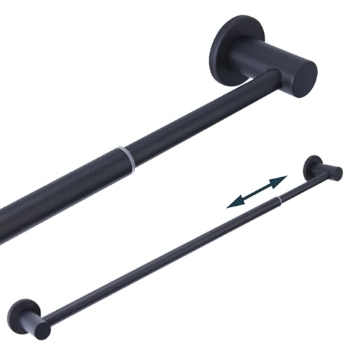 JAZBREY 18-31.5 inches Adjustable Magnetic Curtain Rod for Metal Door, Magnetic Towel Bar Holder for Kitchen Refrigerator, Magnet Flip Calendar Chart Rod for Whiteboard, Black, 1 Pack - Image 1