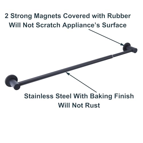 JAZBREY 18-31.5 inches Adjustable Magnetic Curtain Rod for Metal Door, Magnetic Towel Bar Holder for Kitchen Refrigerator, Magnet Flip Calendar Chart Rod for Whiteboard, Black, 1 Pack - Image 4
