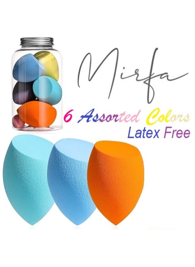 MIRFA 6 Pieces Multicolored Flawless Blending Make Up and Foundation Beauty Sponges Set  - Image 1