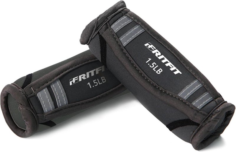 RitFit Soft Hand Weights Set - 0.5/0.75/1/1.5/2 LBS (1 Pair) Walking Dumbbell for Women & Men with Reflective Straps - Jogging, Running, Physical Therapy, Aerobics - Pink Orange Blue Grey Black - Image 1