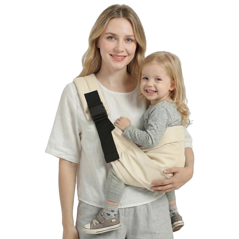 MISSWISDOM Baby Sling Carrier Toddler Carrier Sling with Double Safety Buckle and Adjustable Shoulder Strap840lbs Baby Carriers One Size Fits All Beige - Image 2