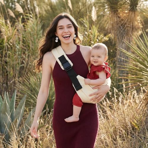 MISSWISDOM Baby Sling Carrier Toddler Carrier Sling with Double Safety Buckle and Adjustable Shoulder Strap840lbs Baby Carriers One Size Fits All Beige - Image 3