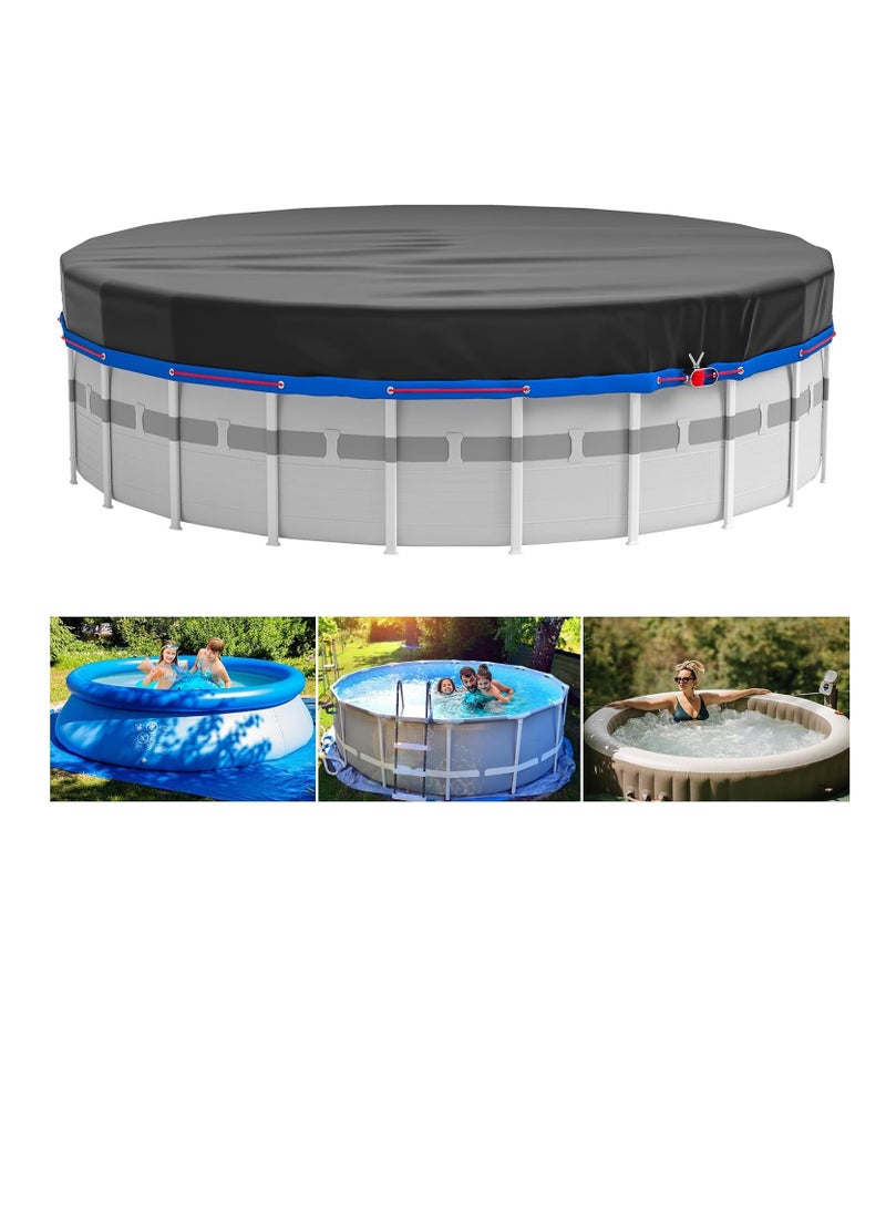 عام غطاء حمام سباحة دائري 8 أقدام ، أغطية شمسية لأكثر من حمامات السباحة الأرضية ، واقي غطاء حمام السباحة الصيفي ، وغطاء حوض استحمام ساخن مستدير مثالي للماء ومقاوم للغبار - Image 1