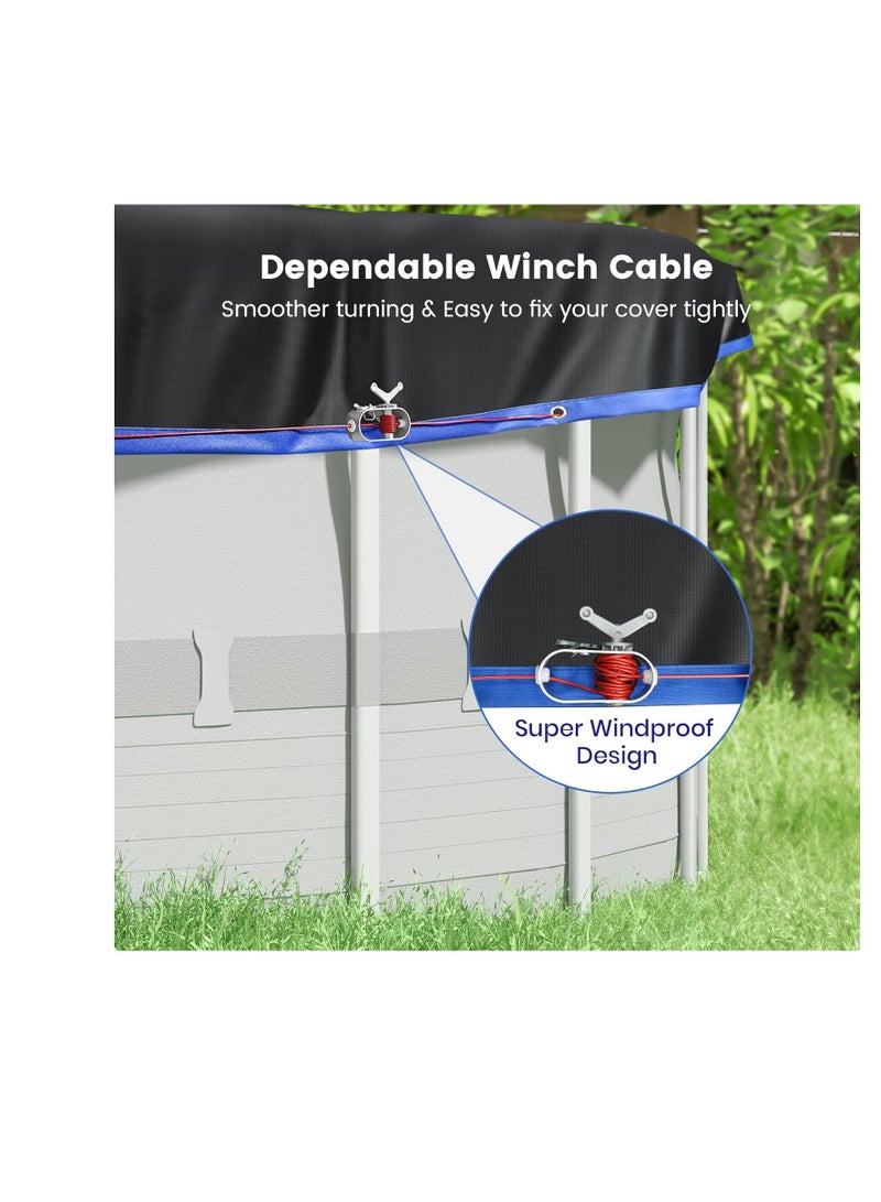 عام غطاء حمام سباحة دائري 8 أقدام ، أغطية شمسية لأكثر من حمامات السباحة الأرضية ، واقي غطاء حمام السباحة الصيفي ، وغطاء حوض استحمام ساخن مستدير مثالي للماء ومقاوم للغبار - Image 5