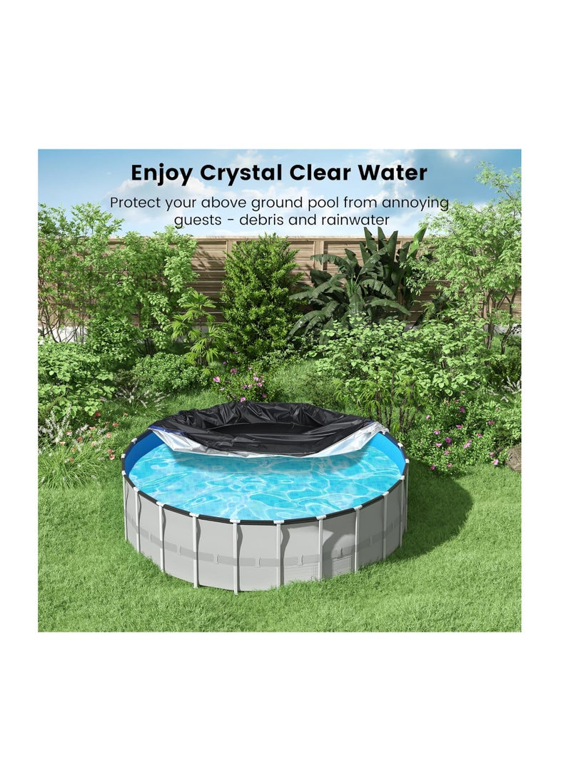 عام غطاء حمام سباحة دائري 8 أقدام ، أغطية شمسية لأكثر من حمامات السباحة الأرضية ، واقي غطاء حمام السباحة الصيفي ، وغطاء حوض استحمام ساخن مستدير مثالي للماء ومقاوم للغبار - Image 2