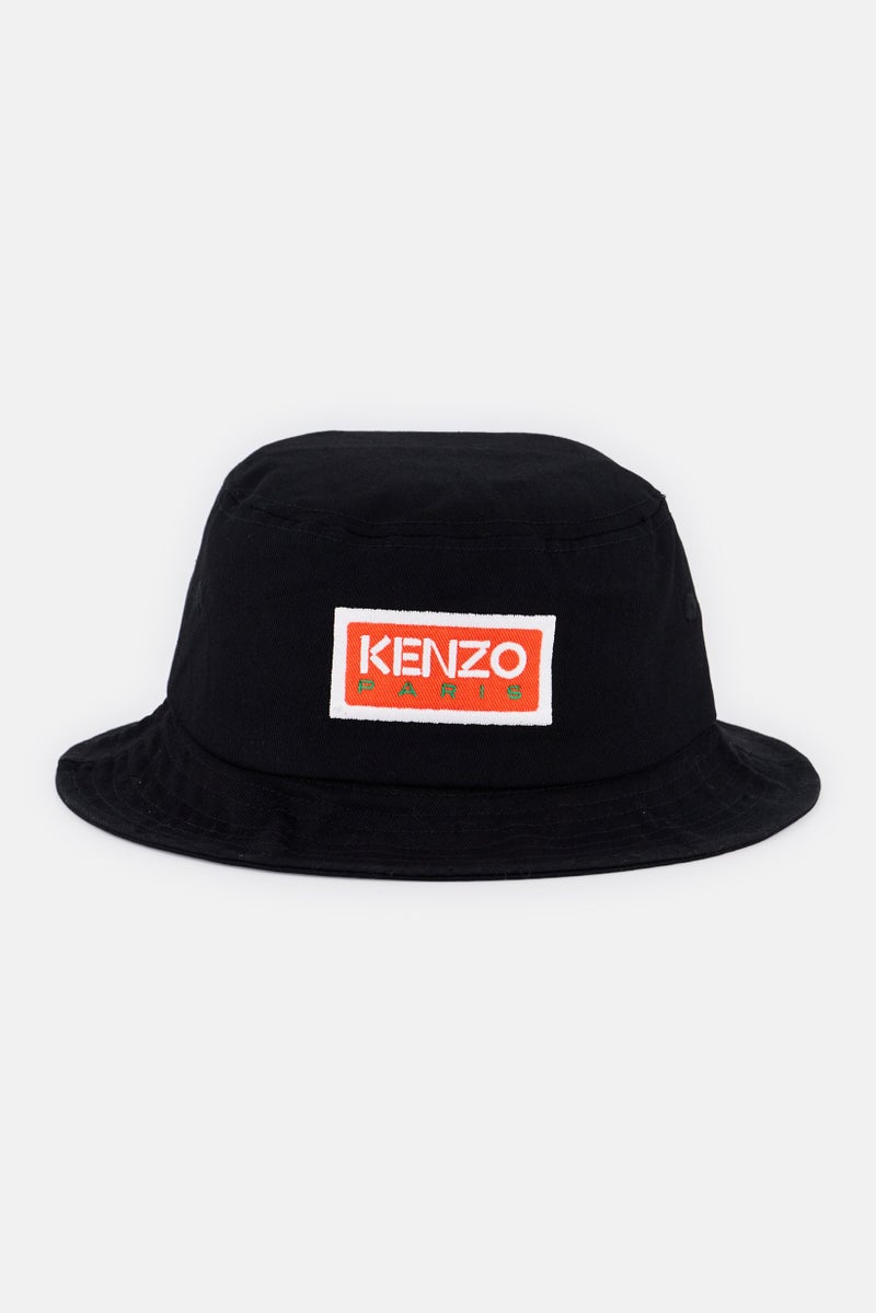Kenzo قبعة دلو بشعار العلامة التجارية للرجال، سوداء - Image 1