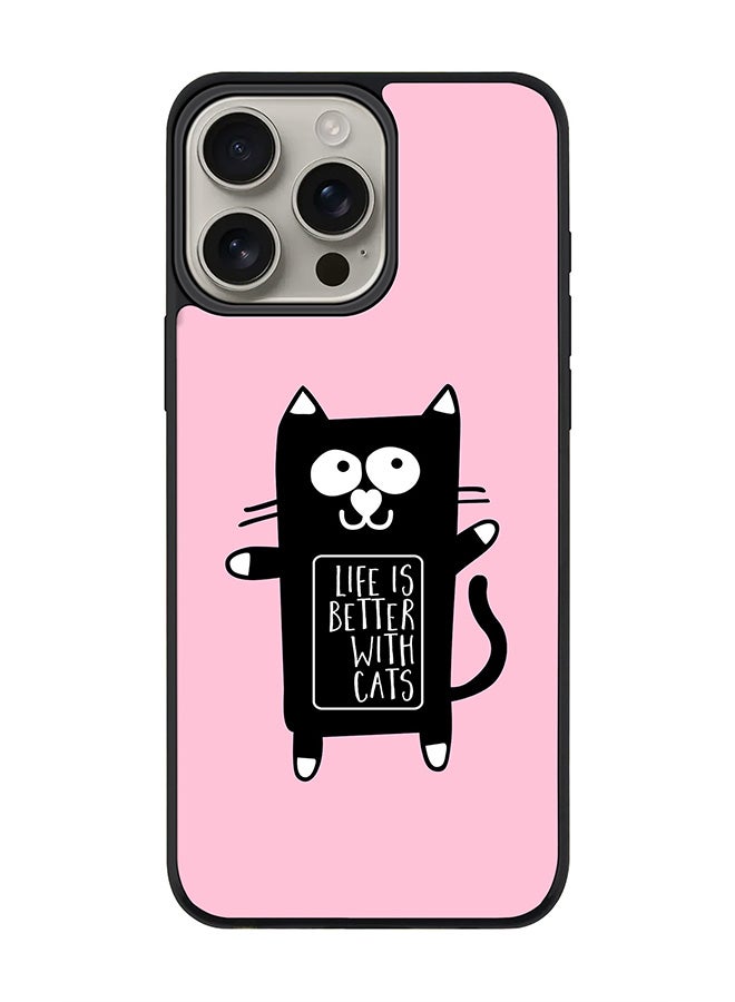 Stylizedd For iPhone 16 Pro Max Case [Compatible with MagSafe] Slim Magnetic cover Phone Case iPhone 16 Pro Max -Life is better with cats - Image 1