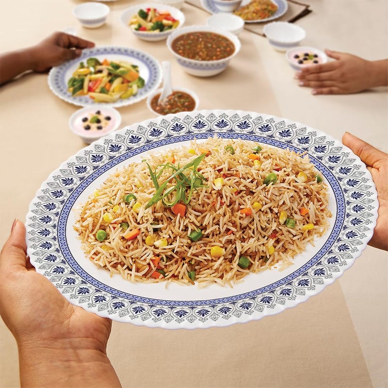 LARAH BY BOROSIL Larah by Borosil Ocean Fluted Series Opalware Dinner Set | 36 Pieces for Family of 8 | Microwave & Dishwasher Safe | Bone-Ash Free | Crockery Set for Dining & Gifting | Plates & Bowls | White - Image 5