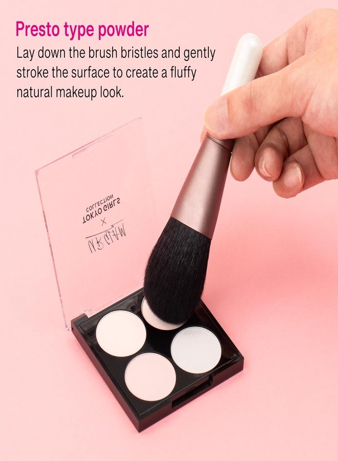 Kumano Fude Blush Brush - Handmade in Japan - Ultra-Soft Natural Goat Hair - 5.5" Dome-Shaped Makeup Brush - Rose Gold Ferrule & White Handle - Ideal for Blush & Setting Powder - Image 5