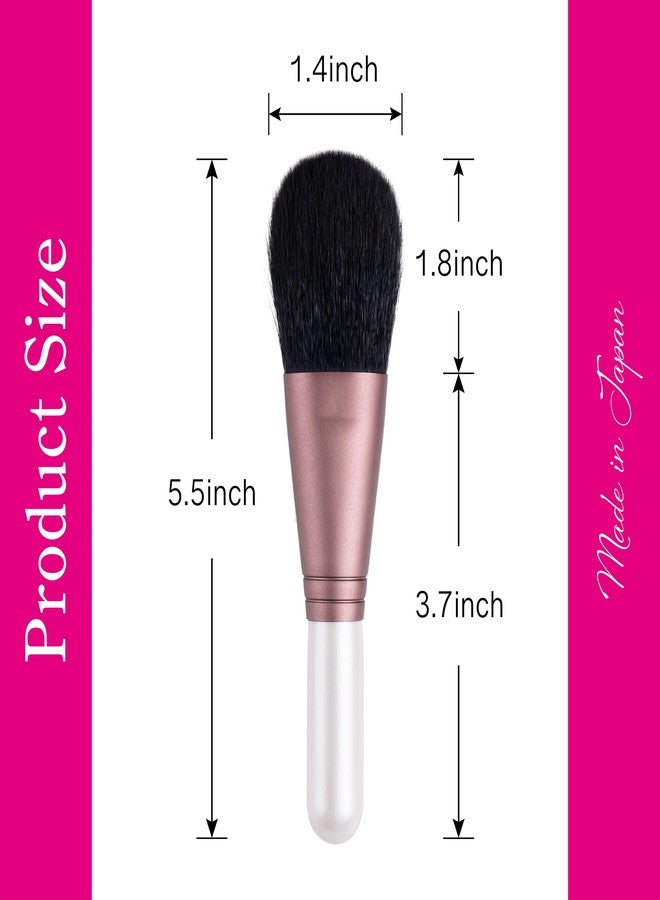 Kumano Fude Blush Brush - Handmade in Japan - Ultra-Soft Natural Goat Hair - 5.5" Dome-Shaped Makeup Brush - Rose Gold Ferrule & White Handle - Ideal for Blush & Setting Powder - Image 3