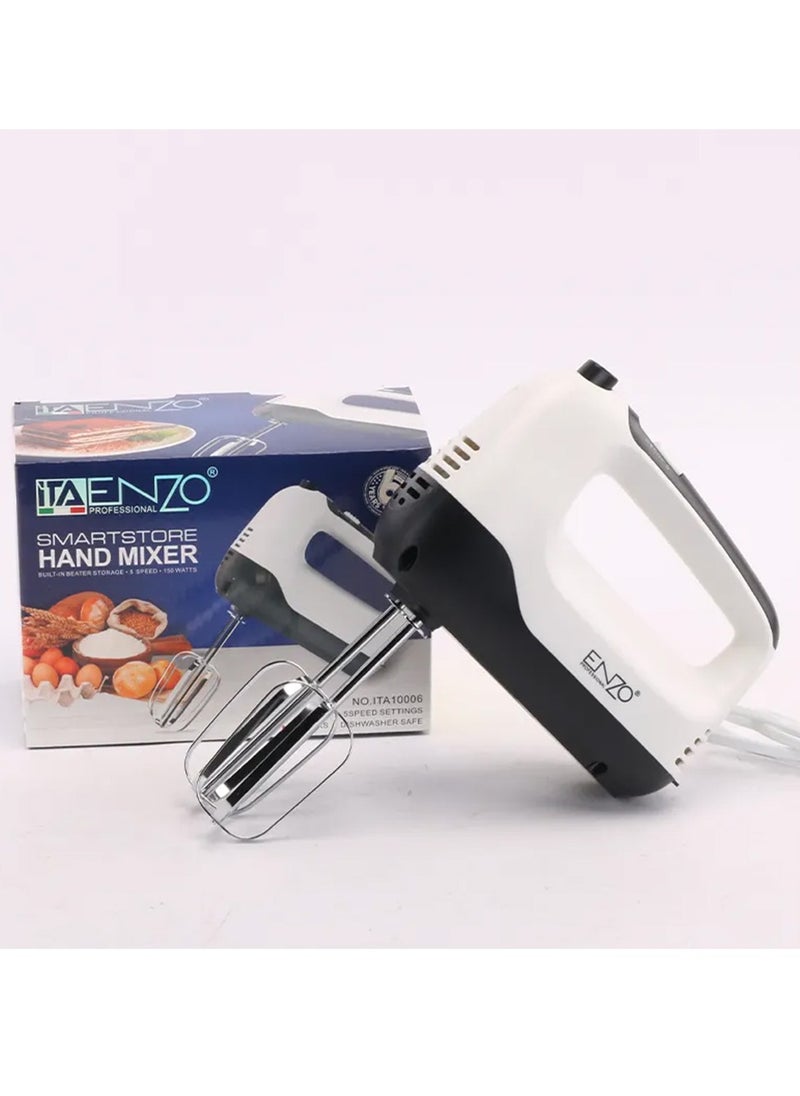 ENZO - Hand Mixer Professional Multi-Function Stainless Steel Low Noise Hone Kitchen Beater Blender Food Electric Handheld Mixer ITA-10006 - Image 1