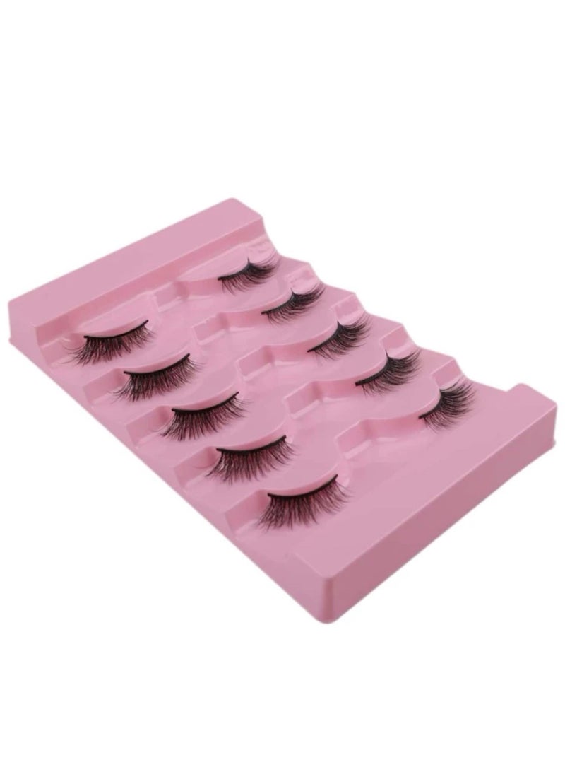 Suerte False eyelashes strip Half Lashes 5 pairs Natural dramatic  Half-length Comfortable Soft False Eyelashes For Eye Enlarging  Made Of Wool 17mm - Image 3