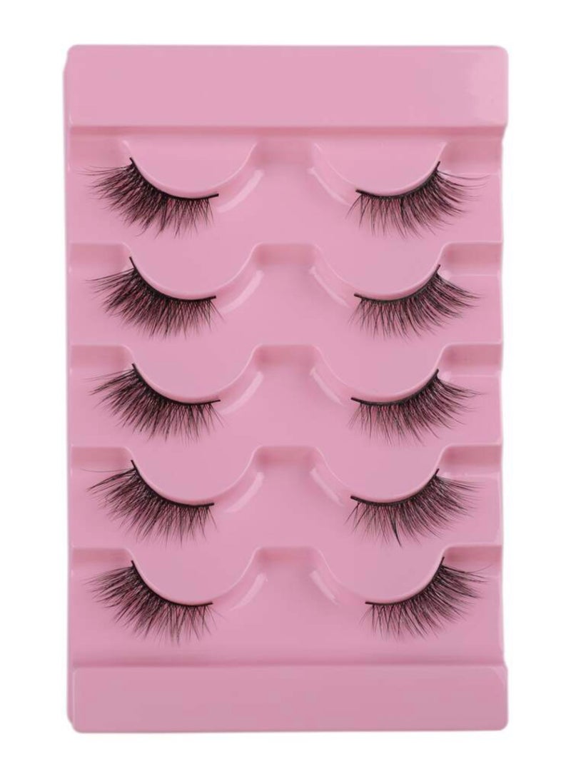Suerte False eyelashes strip Half Lashes 5 pairs Natural dramatic  Half-length Comfortable Soft False Eyelashes For Eye Enlarging  Made Of Wool 17mm - Image 2