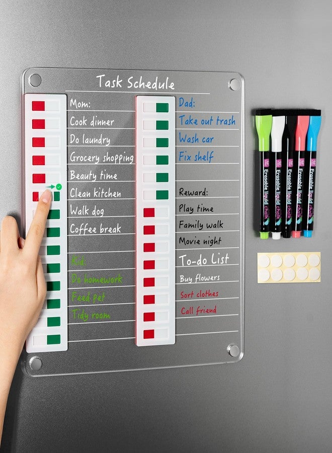 EliteSign Transparent Magnetic Chore Chart - Erasable Dry Erase Board Calendar for Fridge - Includes 5 Fine-Tip Markers & Adhesive Strips - to-Do List Planner for Home Organization - Image 1