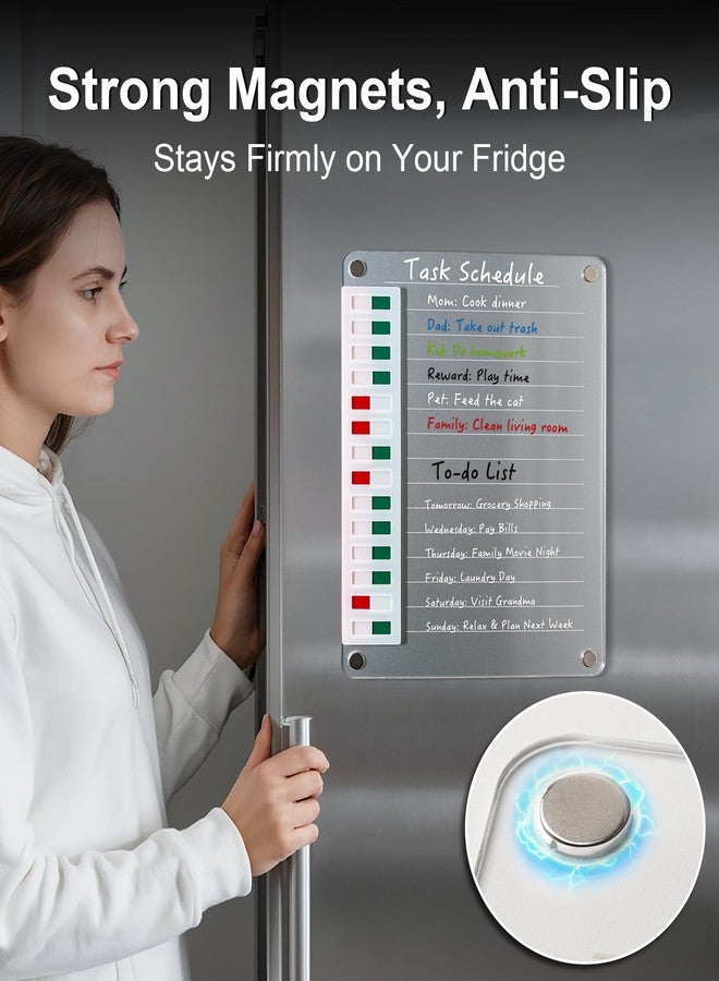 EliteSign Transparent Magnetic Chore Chart - Erasable Dry Erase Board Calendar for Fridge - Includes 5 Fine-Tip Markers & Adhesive Strips - to-Do List Planner for Home Organization - Image 2