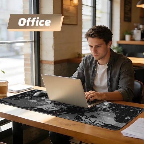 Galdas Mouse Pad for Gaming,XXL XL Large Mouse Mat Long Extended Mousepad Desk Mat Non-Slip Rubber Mice Pads Stitched Edges Thin (31.5 x 11.8 x 0.12 Inches),World Map Background - Image 5