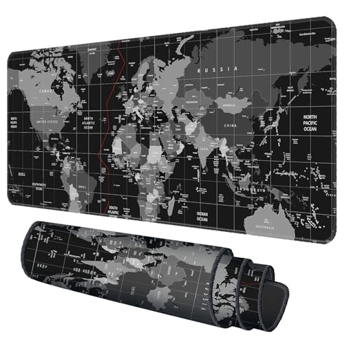 Galdas Mouse Pad for Gaming,XXL XL Large Mouse Mat Long Extended Mousepad Desk Mat Non-Slip Rubber Mice Pads Stitched Edges Thin (31.5 x 11.8 x 0.12 Inches),World Map Background - Image 2