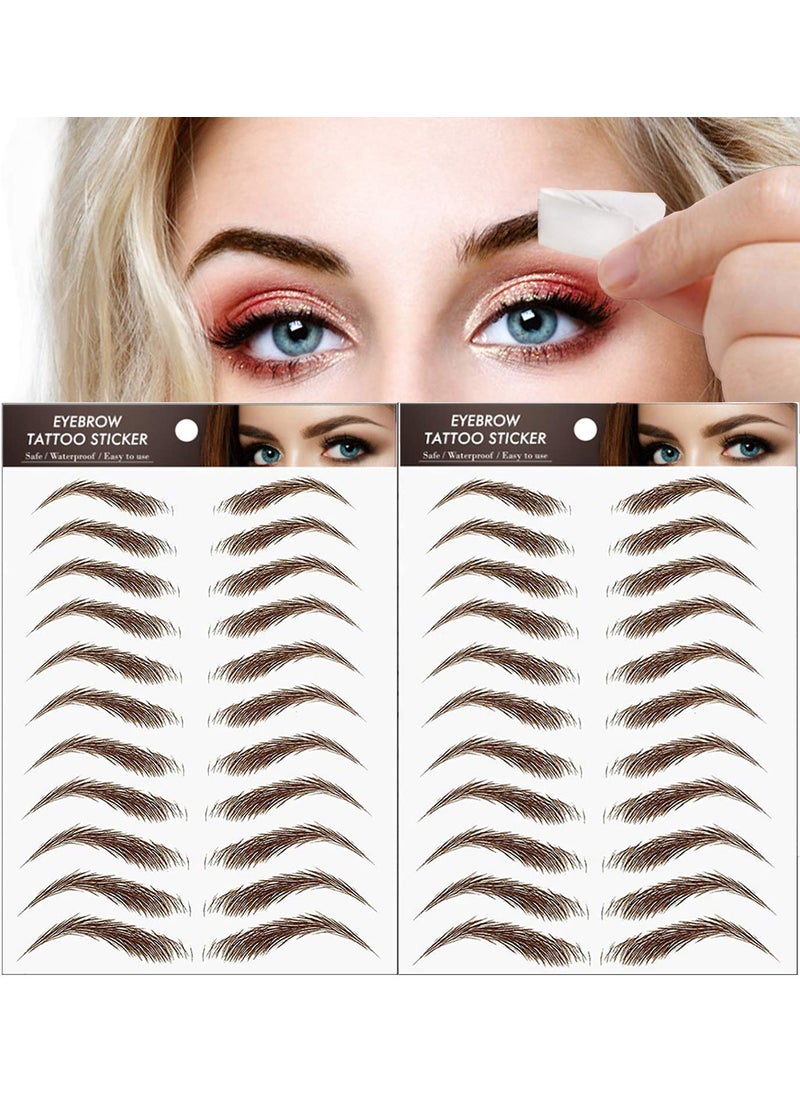 DaTineLky 22 Pairs Peel Off 4D Eyebrow Tattoo Sticker Nature False Eyebrows HairLike Authentic Eyebrows Long Lasting Waterproof Temporary Tattoo for Eyebrow Grooming Shaping Brown 