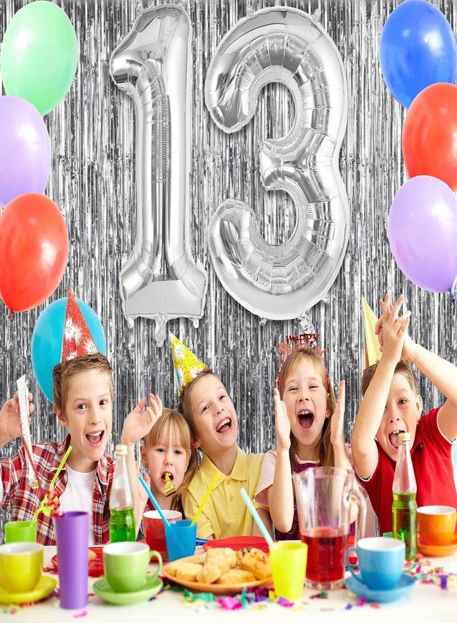 TOTAFAM بالونات أرقام فضية من توت فام، مقاس 13 أو 31، بالونات فويل كبيرة، مقاس 40 بوصة، مثالية لتزيين حفلات أعياد الميلاد (13/31) والذكرى السنوية. - Image 5