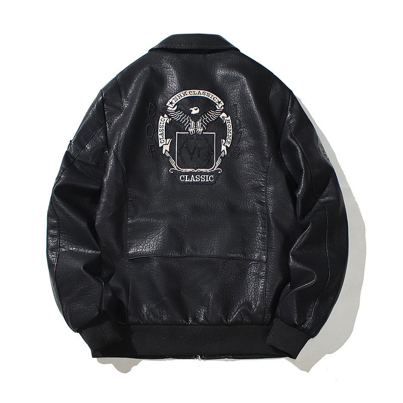 Leather Men'S Spring Men'S Korean Style Slim-Fit Lapel Casual Youth Leather Jacket Fashionable Slim-Fit Biker Jacket For Men - Image 3