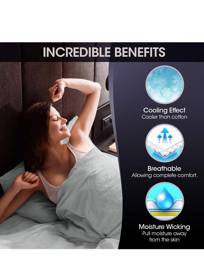 7 STARS HZM - Bamboo Duvet Cover Single Size 160x220 cm With Button Closing and Corner Ties 400TC Cool, Anti-Allergic, Soft and Silky – Sky Blue - Image 1