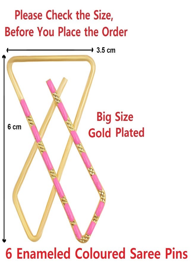 VAMA FASHIONS Multicolour Strong Metal Safety hijab Sari Palates Pin Lehanga Sadi Brooch X Saree Pallu Pins for Women - Image 2