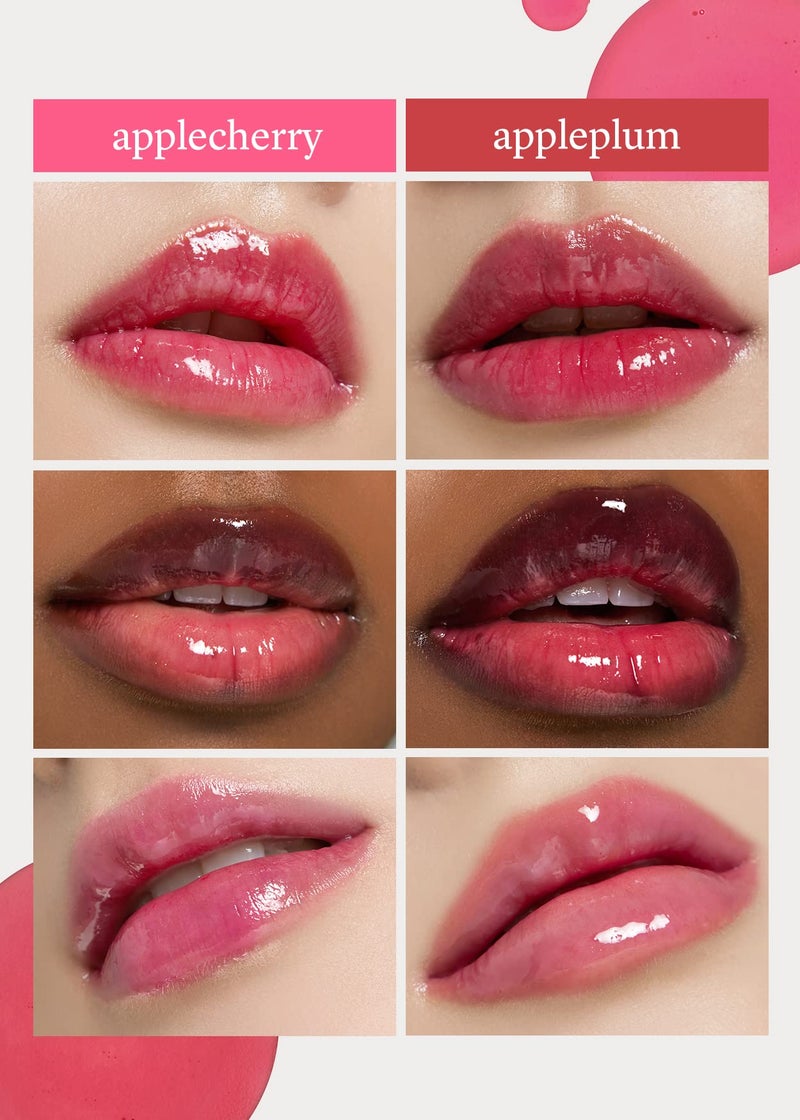 NOONI Korean Lip Oil Set - Applecherry & Appleplum | Long-Lasting, Moisturizing, Plumping, Revitalizing for Dry Lips, Waterproof, No Peel Off, Stocking Stuffers, 0.12 FL Oz x 2ea - Image 4