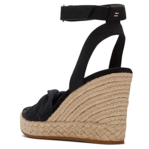 TOMS Women's Marisela Espadrille Wedge Sandal, Black Slubby Woven, 8.5 - Image 4