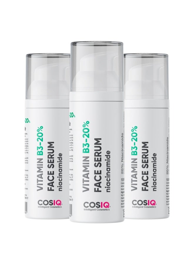 CosIQ Cos-IQ B3 20% Niacinamide Face Serum For Clear Glowing Skin, Bright Skin, Reduces Dullness, Hydrates & Repairs Skin with Vit B3 & Hyaluronic Acid for Targets Acne Marks | For Women & Men 30*3 - Image 1