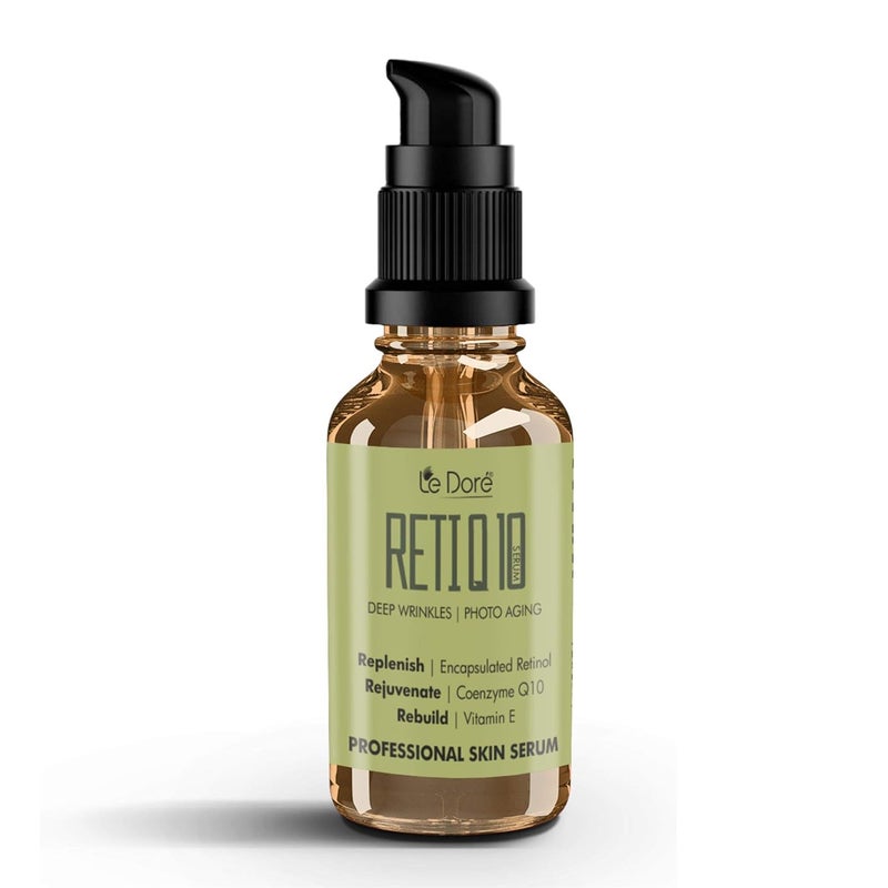 Le Dore RetiQ10 Encapsulated Retinol 1 Serum Advanced AntiAging Collagen Boost With CoQ10 Vitamin E Hyaluronic Acid Bakuchiol Ceramide Reduces Wrinkles Enhances Glow 15ml - Image 1