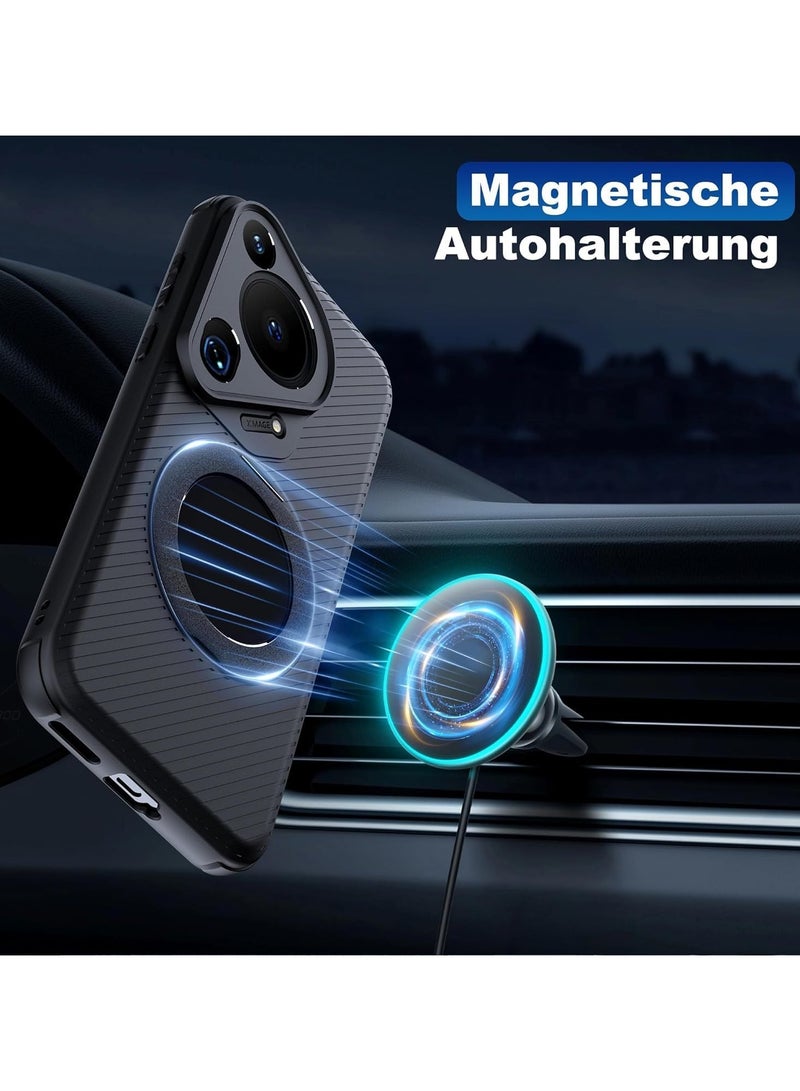 عام حافظة واقية متوافقة مع هواوي بورا 70 الترا، حامل حلقي دوار إطار سيليكون مرن 【متوافق مع الأمان المغناطيسي】، حافظة بصمة الأصابع المضادة للتشويش - Image 3