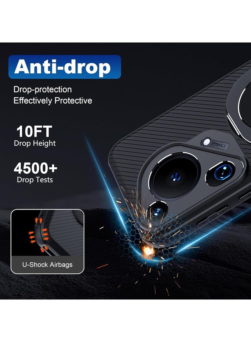 عام حافظة واقية متوافقة مع هواوي بورا 70 الترا، حامل حلقي دوار إطار سيليكون مرن 【متوافق مع الأمان المغناطيسي】، حافظة بصمة الأصابع المضادة للتشويش - Image 5