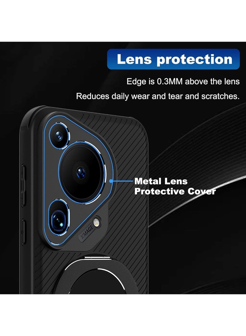 عام حافظة واقية متوافقة مع هواوي بورا 70 الترا، حامل حلقي دوار إطار سيليكون مرن 【متوافق مع الأمان المغناطيسي】، حافظة بصمة الأصابع المضادة للتشويش - Image 4