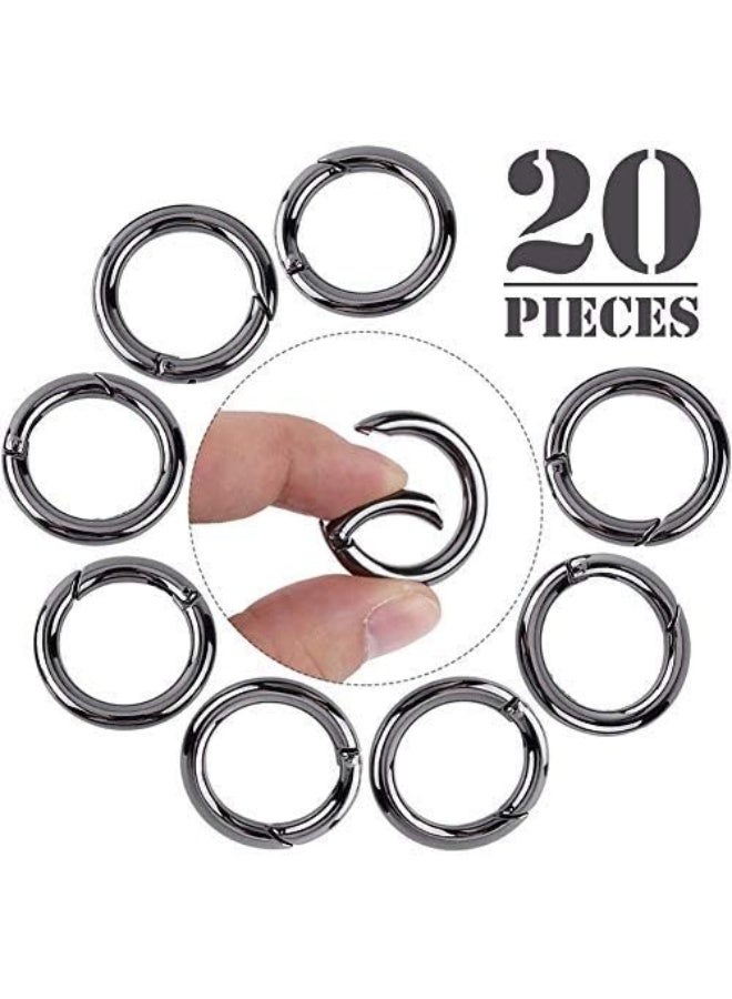 Onwon 20 Pieces Carabiners Rings - Zinc Alloy Round Carabiner Loaded Gate Clips Spring Snap Hook Locking Carabiners Keychain Keyring Buckle Gun Grey - Image 3