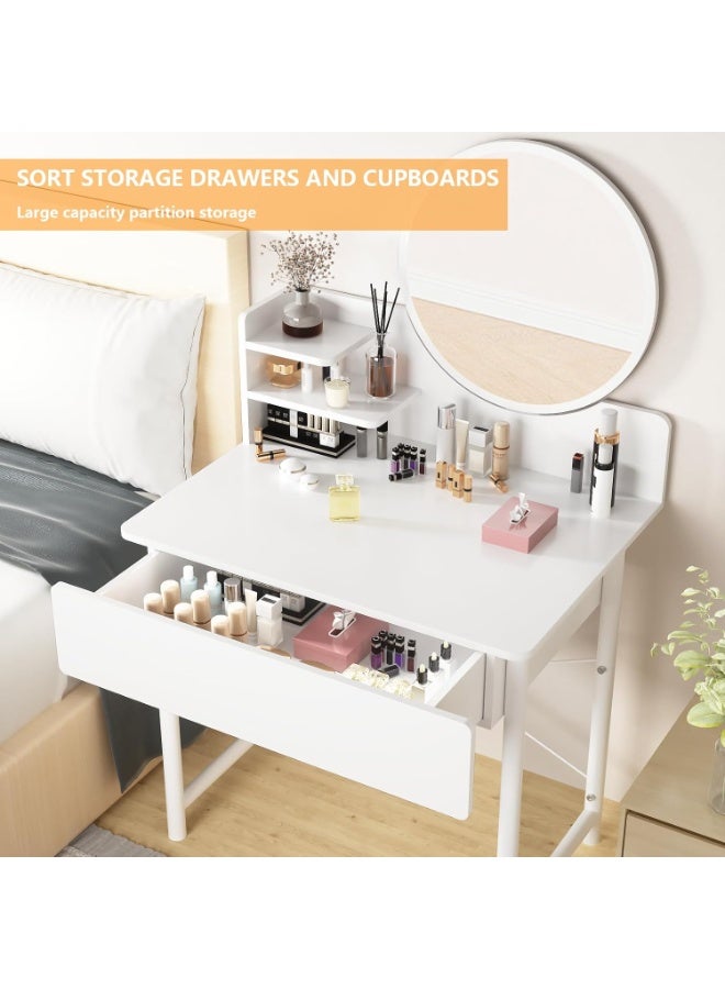 CityRiya-Long Vanity Desk, Makeup Vanity Desk Mirror and Lights, White Makeup Table for Girls Women, Makeup Dressing Table for Bedroom, Makeup Dresser Desk Vanity Table, Vanities Nightstand - Image 2