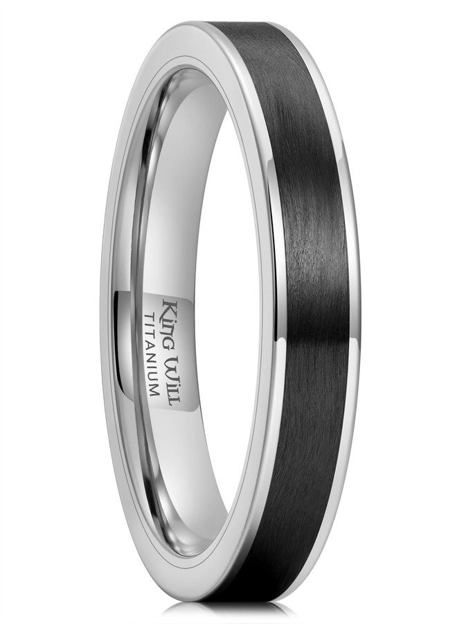 King Will Titanium Wedding Band for Men Women-5mm Width Silver Plated Wedding Ring with Black Carbon Fiber Flat Cut Style, Lightweight & Durable Promise Ring Comfort Fit Size 11 - Image 1