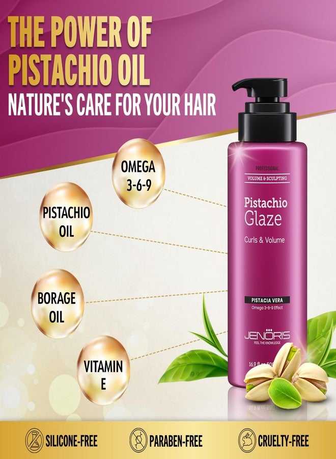 Jenoris Glaze Hair Sculpting for Curly Hair - Professional Curl Defining Gel, Styling & Volumizing, Lightweight Hold, Frizz Control, Infused with Pistachio & Borage Oils, Paraben-Free - 16.9 oz - Image 2