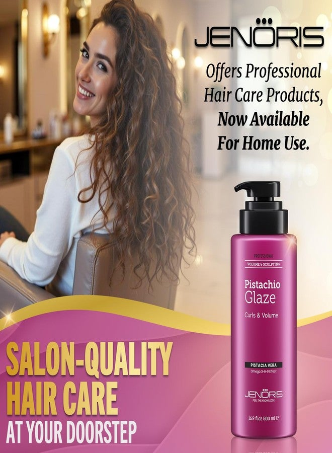 Jenoris Glaze Hair Sculpting for Curly Hair - Professional Curl Defining Gel, Styling & Volumizing, Lightweight Hold, Frizz Control, Infused with Pistachio & Borage Oils, Paraben-Free - 16.9 oz - Image 3