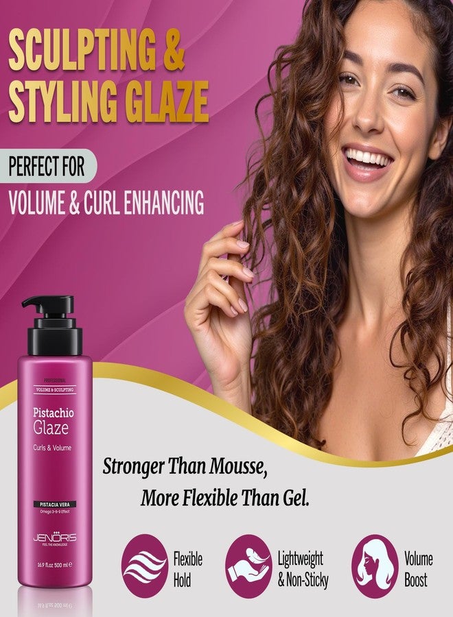Jenoris Glaze Hair Sculpting for Curly Hair - Professional Curl Defining Gel, Styling & Volumizing, Lightweight Hold, Frizz Control, Infused with Pistachio & Borage Oils, Paraben-Free - 16.9 oz - Image 4