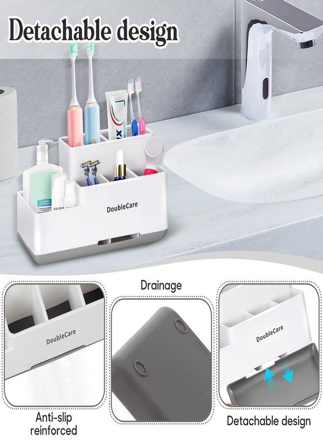 DoubleCare Toothbrush Holder with Anti-Slip, Bathroom Organizer Countertop Detachable for Easy Cleaning, Multifunctional Storage, Bathroom Caddy for Toothpaste, Shaver,Great for Home, Vanity Organizer, Office - Image 4
