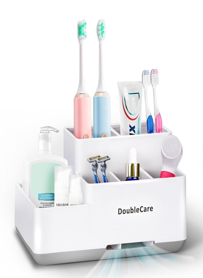 DoubleCare Toothbrush Holder with Anti-Slip, Bathroom Organizer Countertop Detachable for Easy Cleaning, Multifunctional Storage, Bathroom Caddy for Toothpaste, Shaver,Great for Home, Vanity Organizer, Office - Image 1