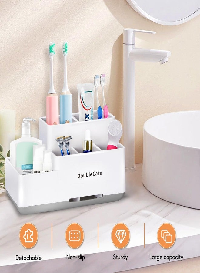 DoubleCare Toothbrush Holder with Anti-Slip, Bathroom Organizer Countertop Detachable for Easy Cleaning, Multifunctional Storage, Bathroom Caddy for Toothpaste, Shaver,Great for Home, Vanity Organizer, Office - Image 5