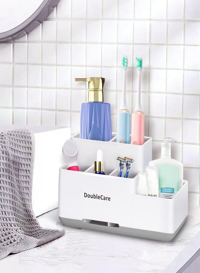 DoubleCare Toothbrush Holder with Anti-Slip, Bathroom Organizer Countertop Detachable for Easy Cleaning, Multifunctional Storage, Bathroom Caddy for Toothpaste, Shaver,Great for Home, Vanity Organizer, Office - Image 3