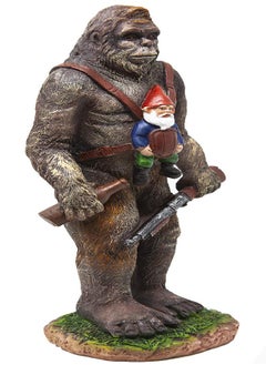 Funny Guy Mugs Garden Gnome Statue - Bigfoot and A Gnome - Indoor/Outdoor Garden Gnome Sculpture for Patio, Yard or Lawn