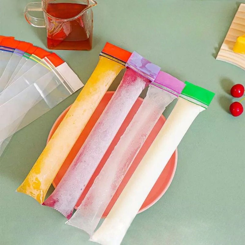 ١٠٠ قطعة أكياس مكعبات ثلج صيفية باللون الوردي، أكياس قابلة للإغلاق الذاتي وقابلة لإعادة الاستخدام للتجميد، قابلة للتكديس لتوفير المساحة، للمشروبات والكوكتيلات ولوازم عمل المثلجات المنزلية. - Image 1